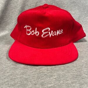 Vintage Bob Evans Corduroy Adjustable SnapBack Hat - Red - Adult - OSFA